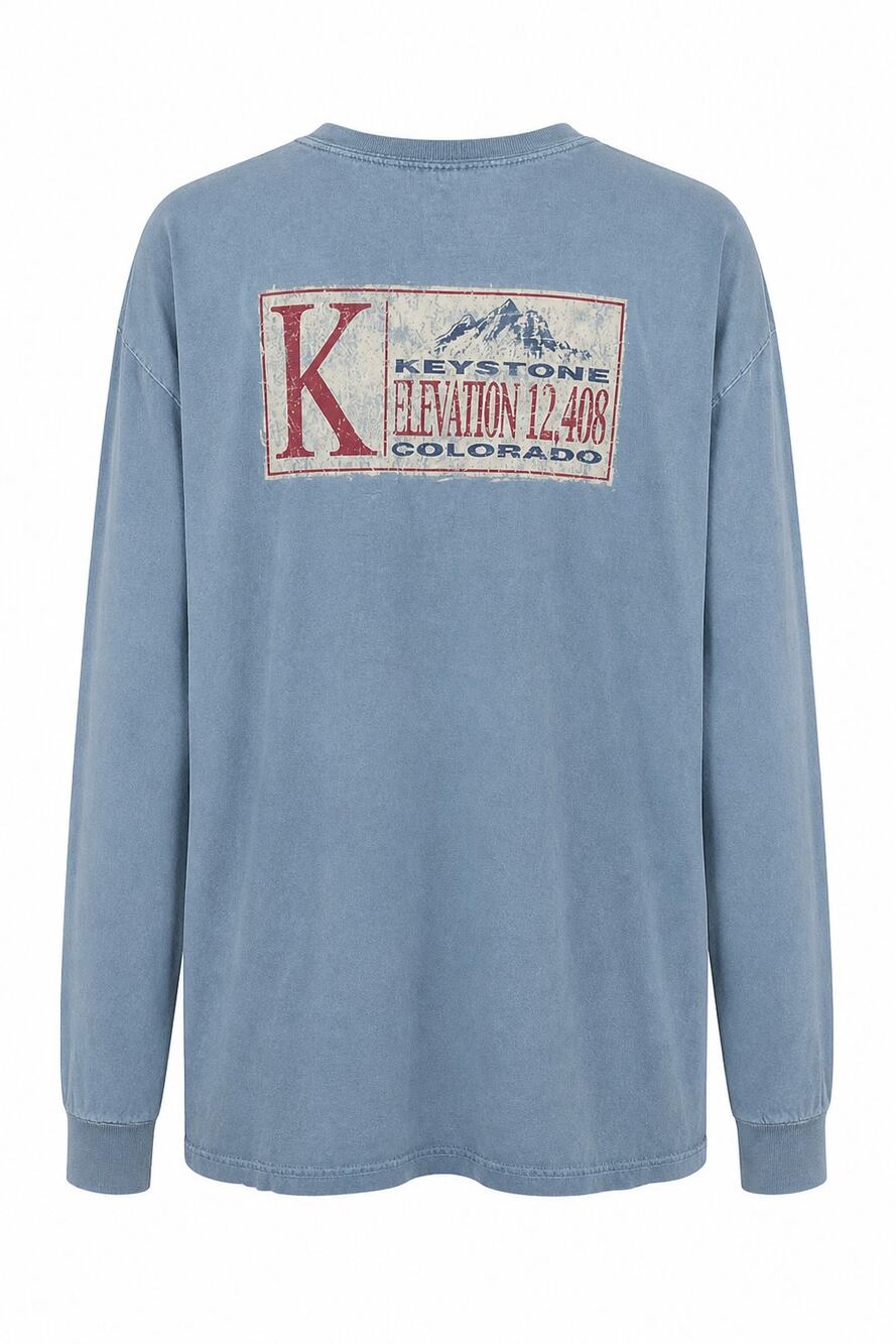 Keystone Colorado Comfort Colors T Shirt SZ L Blue Long Sleeve Mountain Ski Tee